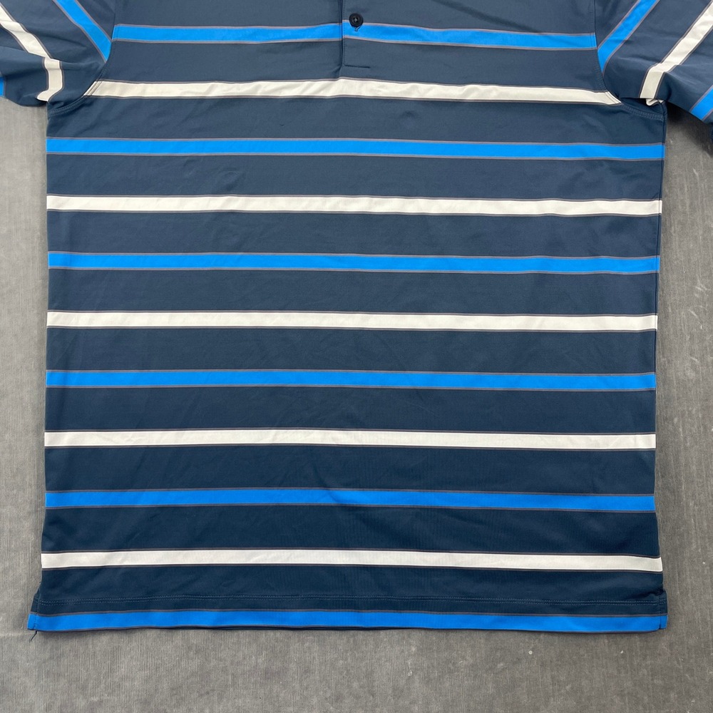 Nike Men Large Blue Striped Polo Shirt Dri-Fit Golf Performance Short Sleeve - Picture 5 of 7